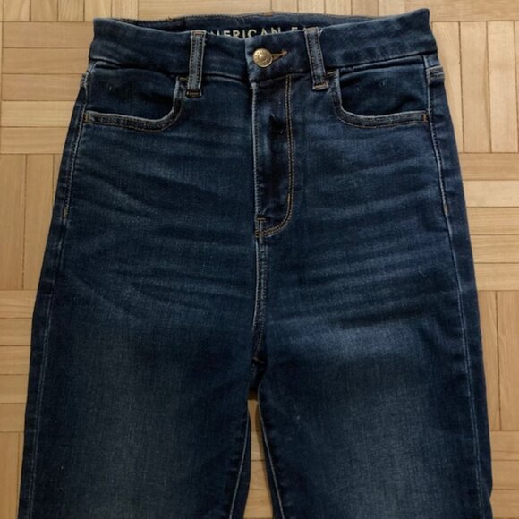 American Eagle Curvy Super Hi-Rise Blue Denim Skinny Jeans Jegging - Picture 3 of 6